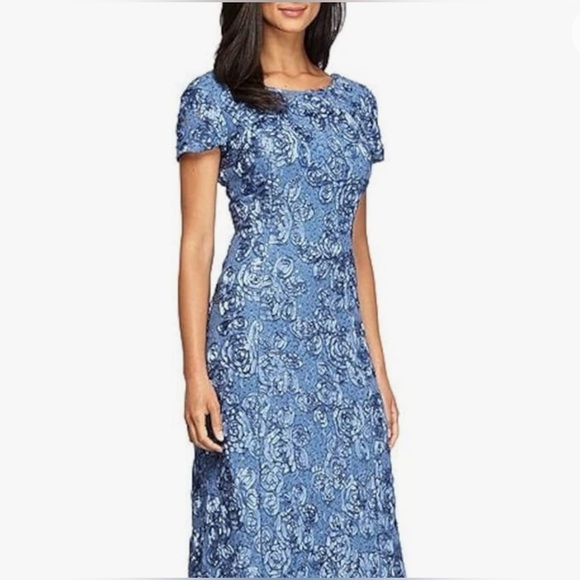 Alex Evenings Women's midi A-Line Rosette Dress - Picture 9 of 9